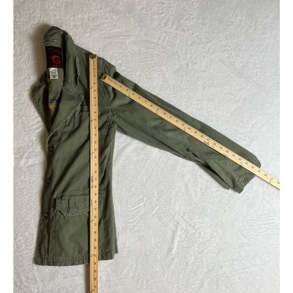G By Guess Womens Distressed Military Jacket Size M Green 90S Grunge Androgynous - Picture 8 of 10
